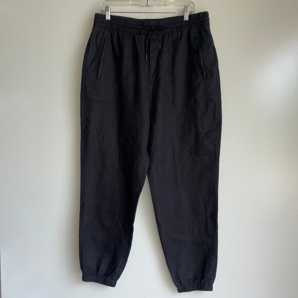 NEW ATHLETA Retreat Linen High Rise Jogger Pants Size Large Black - Picture 1 of 15